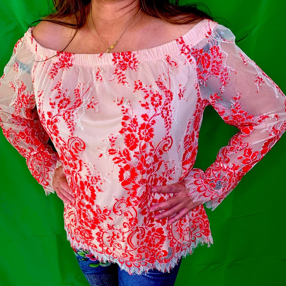Floral Red Flower Blouse